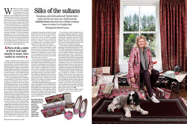 Country Life features Ottoman Silks 12th September 2014 issue
