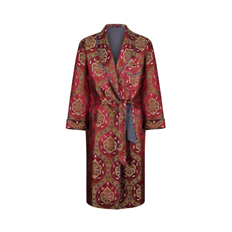 designer silk dressing gown Brown Evil Eye Silk Kimono Robe Dress