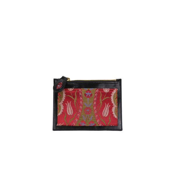 ottoman silks small leather and silk purse in saliha fabric