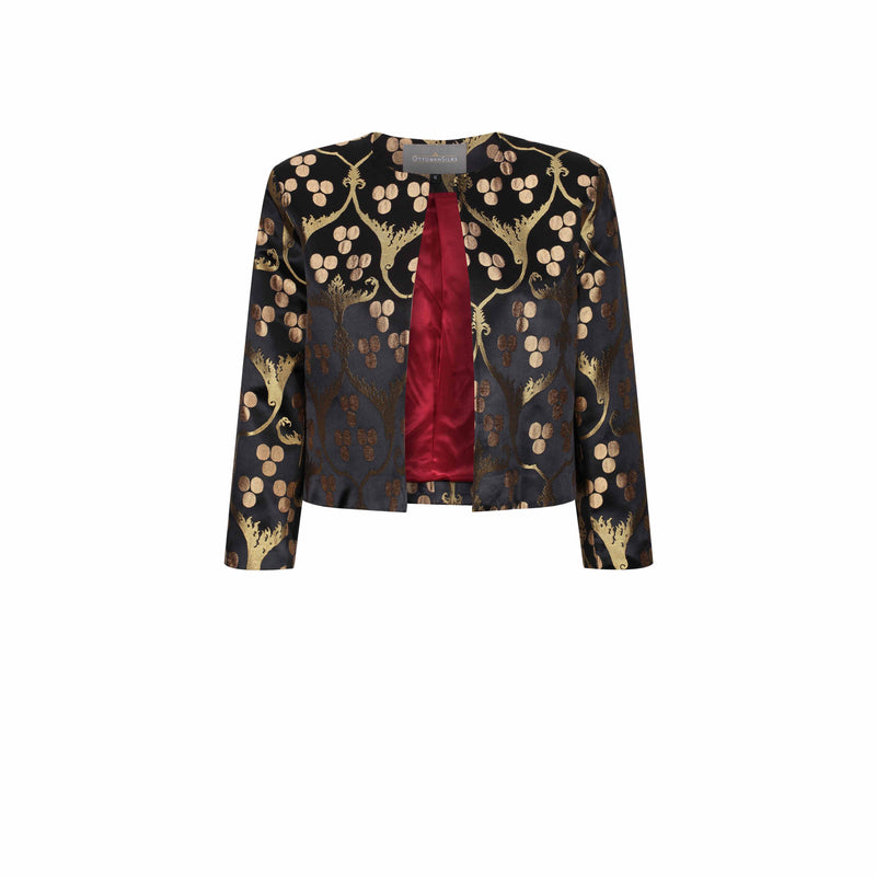 ottoman silks ladies short formal feriye jacket in Hatice fabric